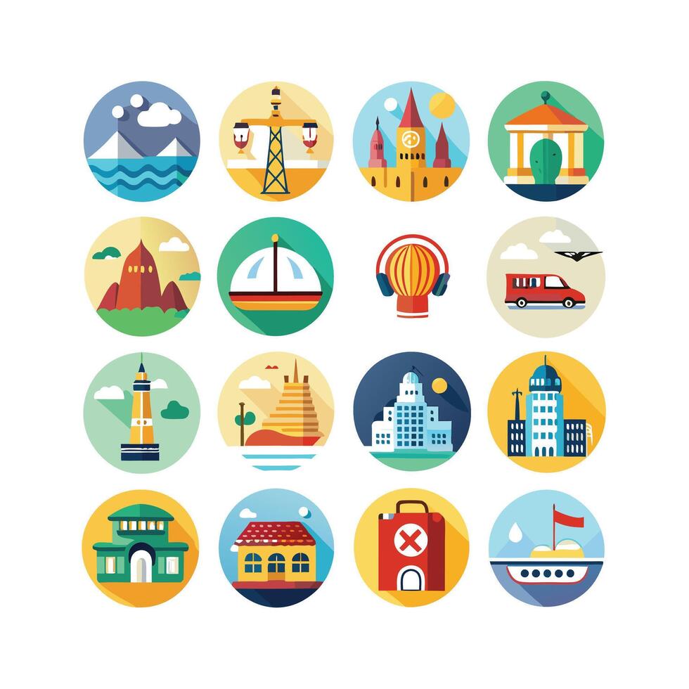 Travel Icon Set Collection for Documents, Websites and Mobile Applications vector
