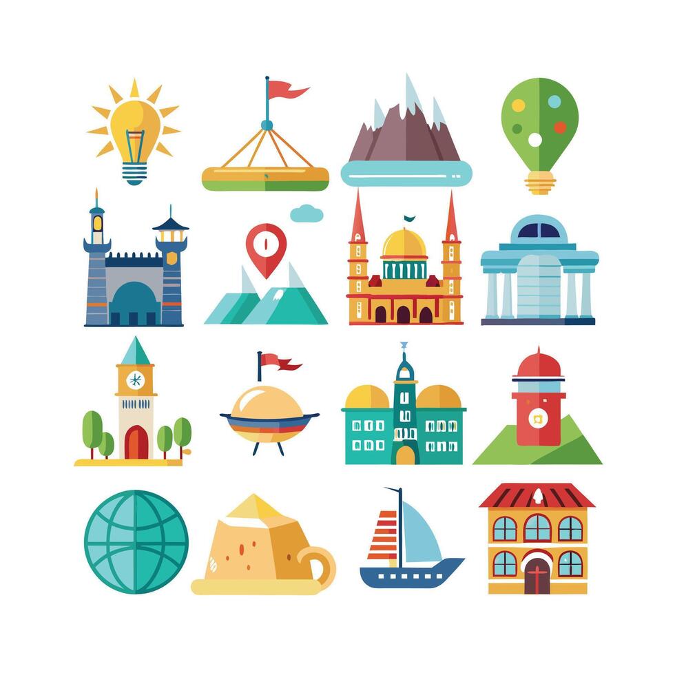 Travel Icon Set Collection for Documents, Websites and Mobile Applications vector