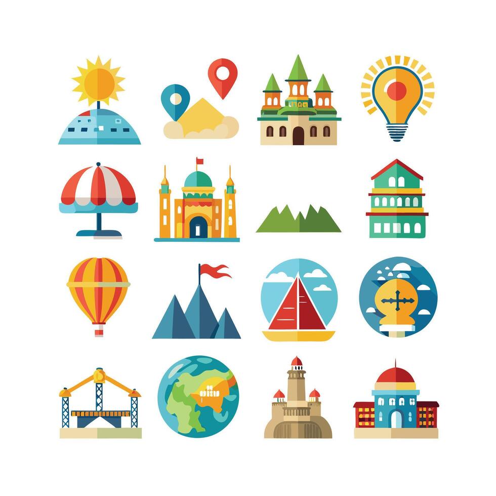 Travel Icon Set Collection for Documents, Websites and Mobile Applications vector