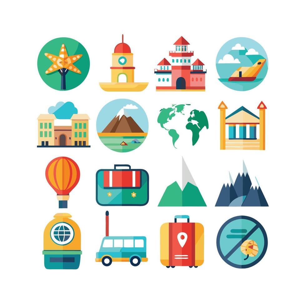 Travel Icon Set Collection for Documents, Websites and Mobile Applications vector