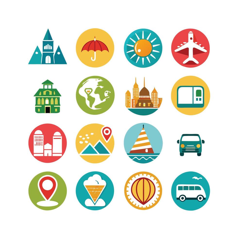 Travel Icon Set Collection for Documents, Websites and Mobile Applications vector