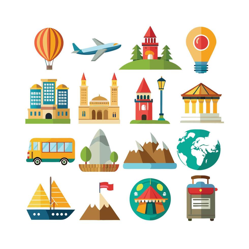 Travel Icon Set Collection for Documents, Websites and Mobile Applications vector