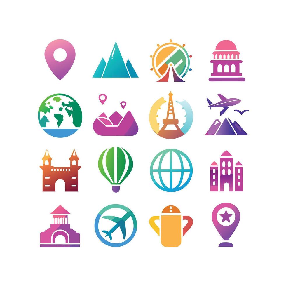 Travel Icon Set Collection for Documents, Websites and Mobile Applications vector