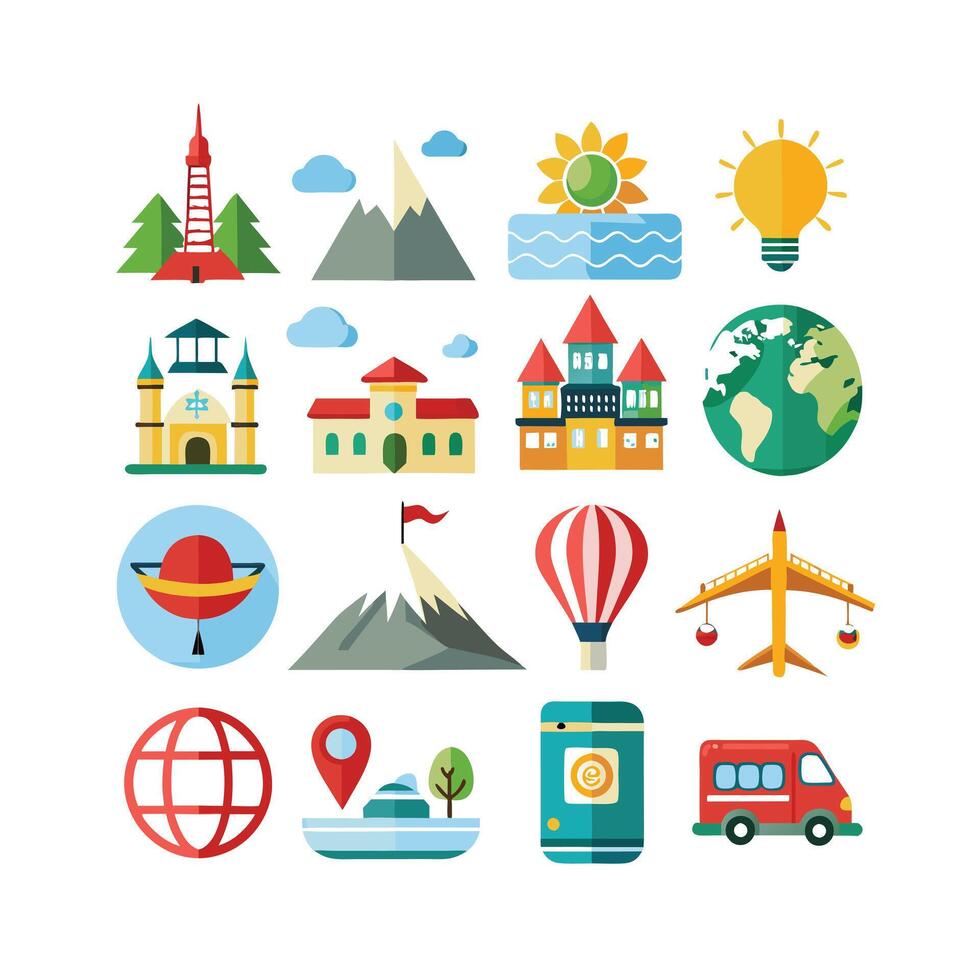 Travel Icon Set Collection for Documents, Websites and Mobile Applications vector