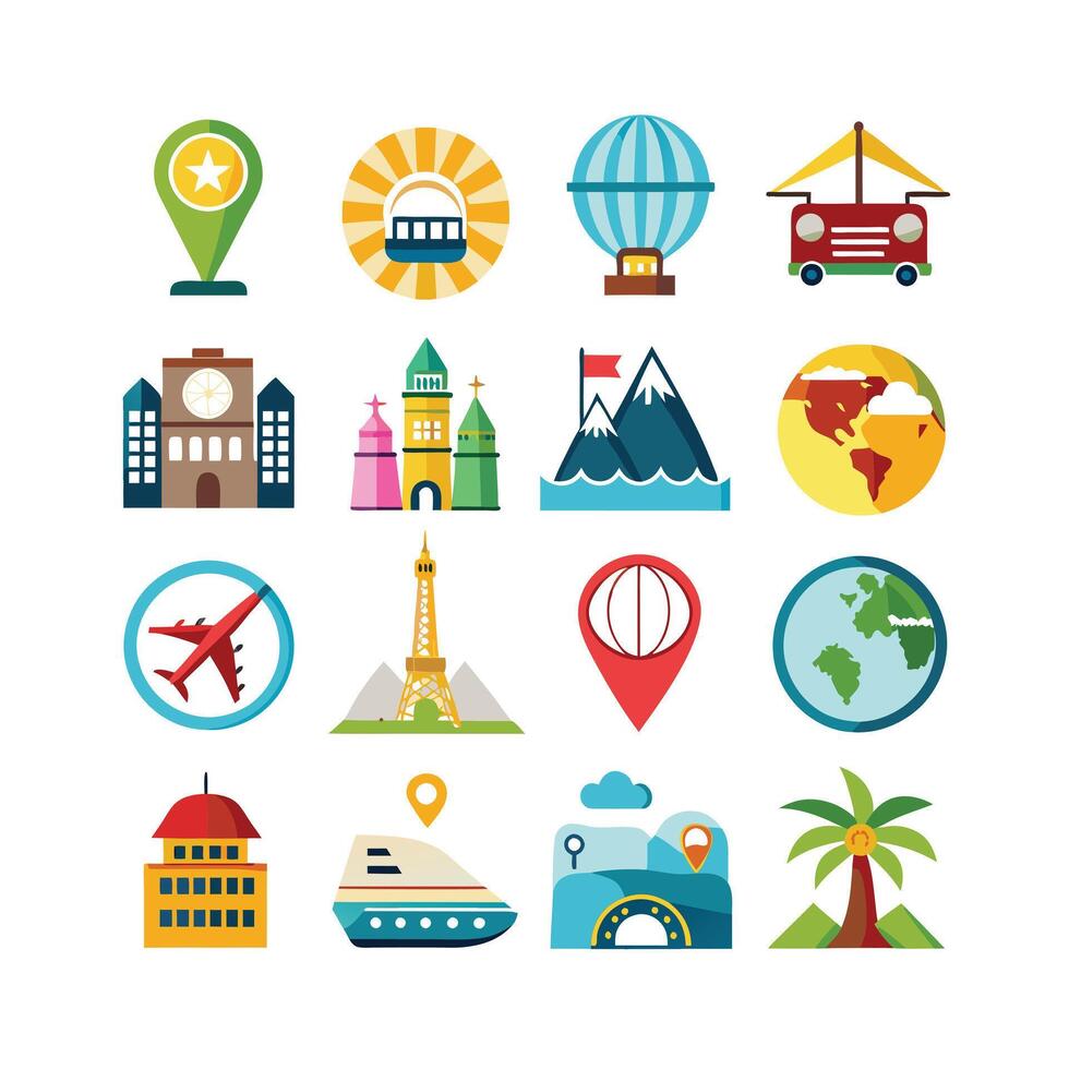 Travel Icon Set Collection for Documents, Websites and Mobile Applications vector