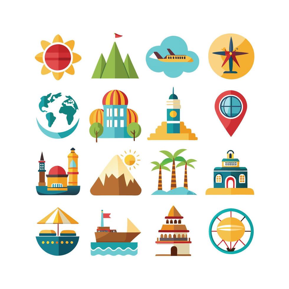Travel Icon Set Collection for Documents, Websites and Mobile Applications vector