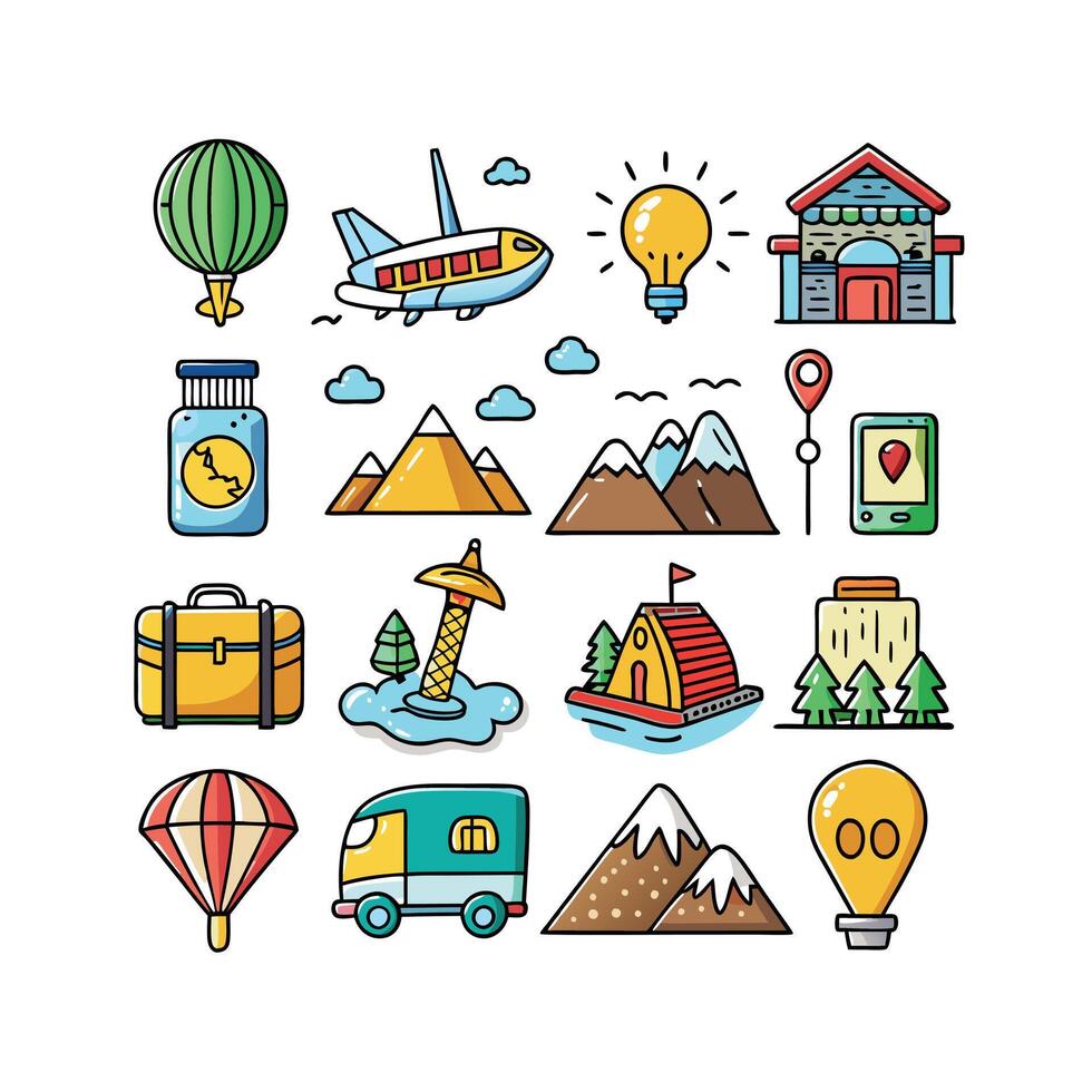 Travel Icon Set Collection for Documents, Websites and Mobile Applications vector