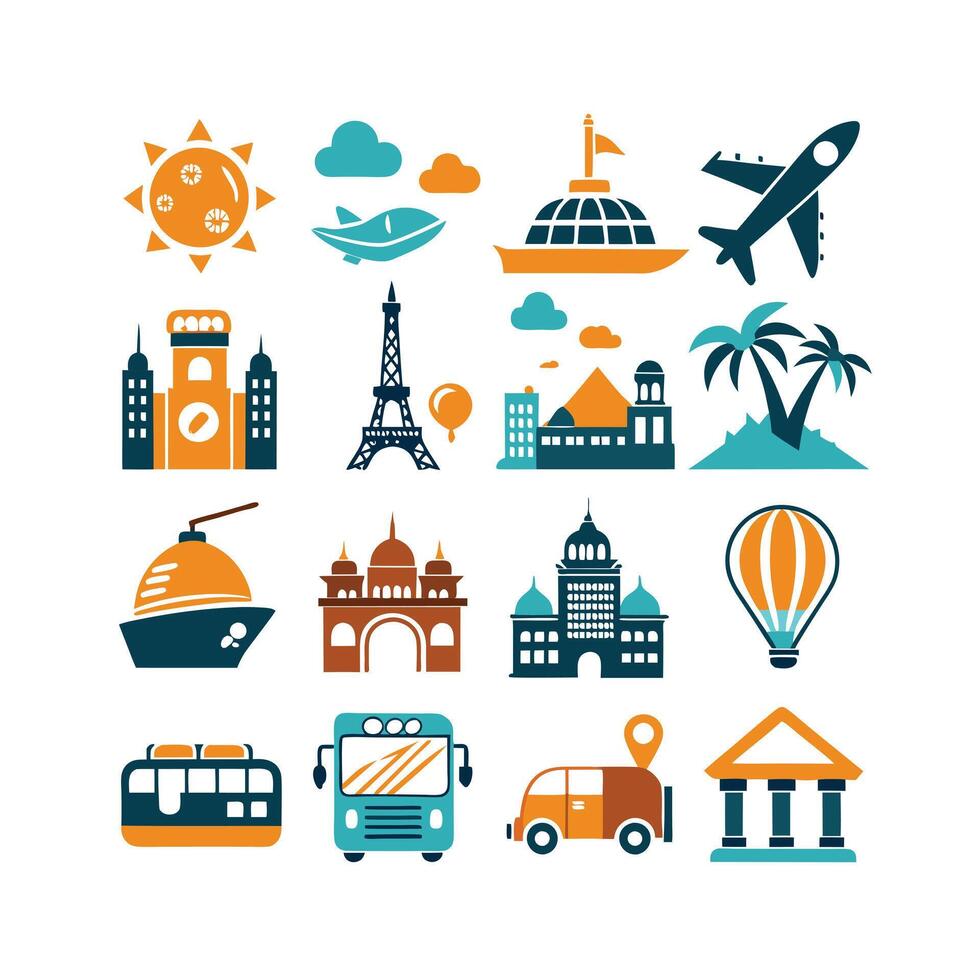 Travel Icon Set Collection for Documents, Websites and Mobile Applications vector