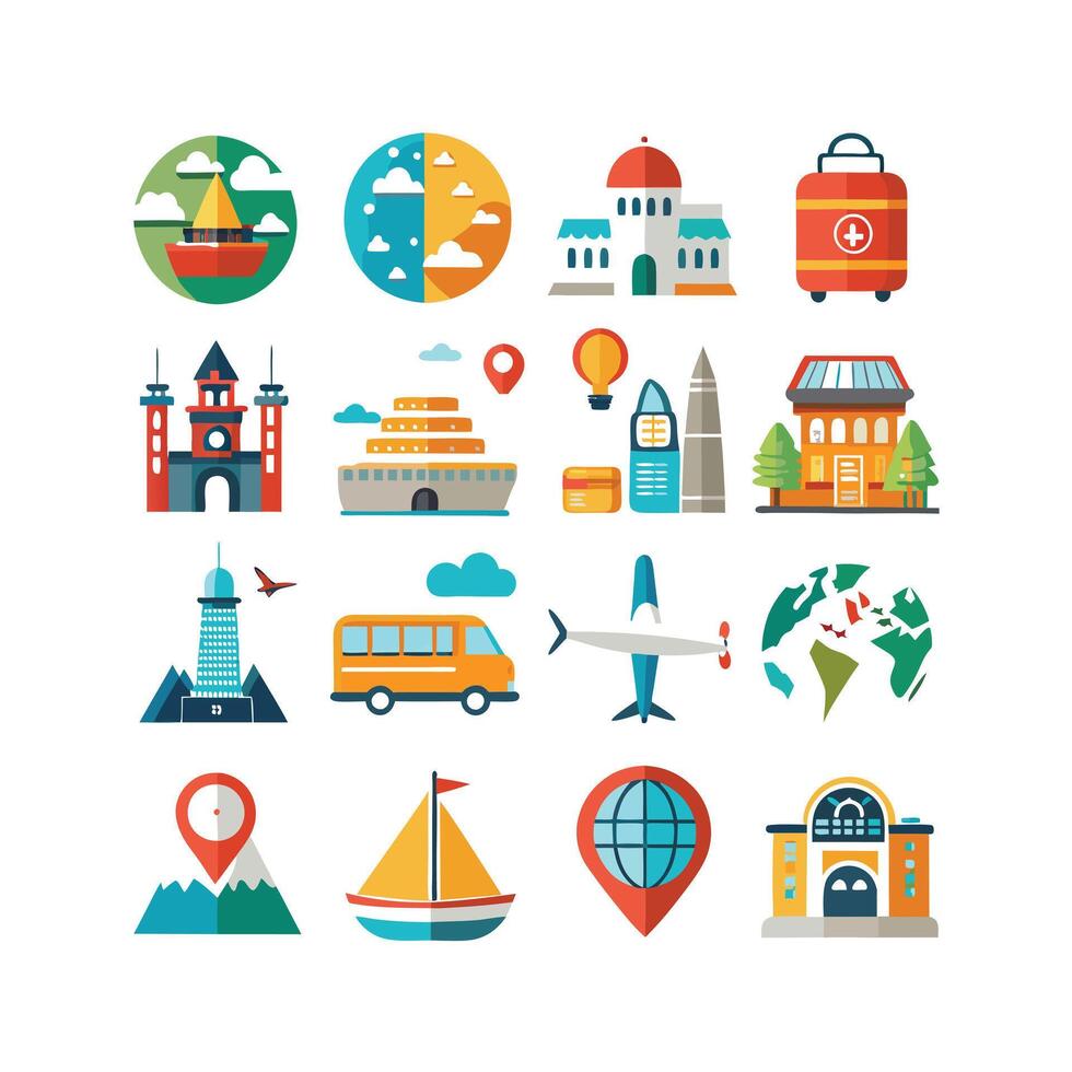 Travel Icon Set Collection for Documents, Websites and Mobile Applications vector