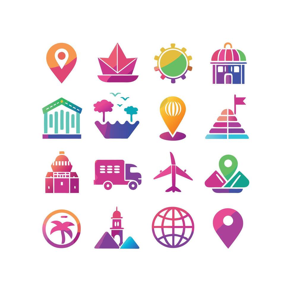 Travel Icon Set Collection for Documents, Websites and Mobile Applications vector
