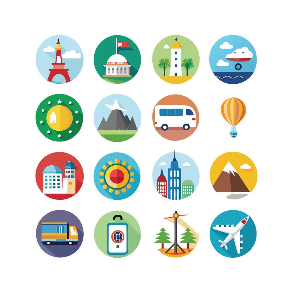 Travel Icon Set Collection for Documents, Websites and Mobile Applications vector