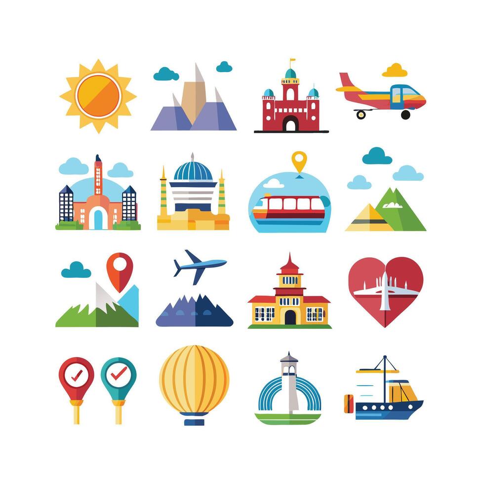 Travel Icon Set Collection for Documents, Websites and Mobile Applications vector