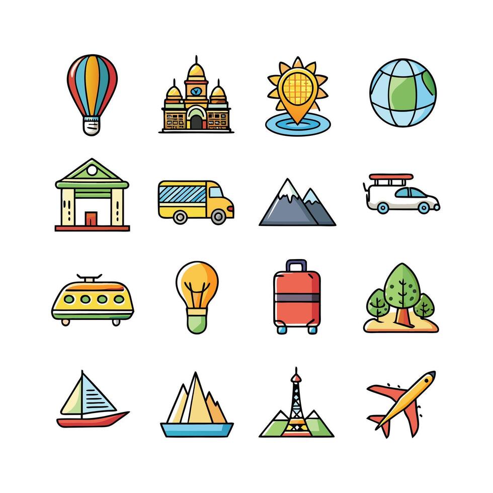 Travel Icon Set Collection for Documents, Websites and Mobile Applications vector