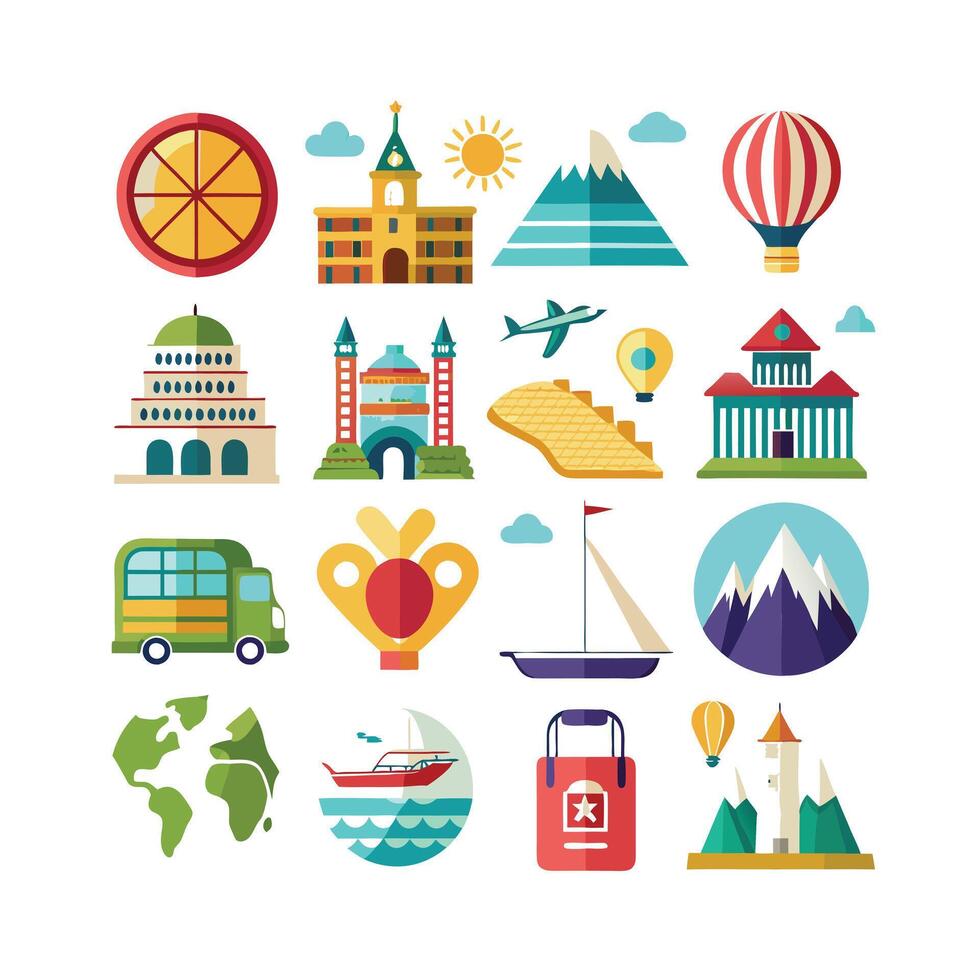 Travel Icon Set Collection for Documents, Websites and Mobile Applications vector