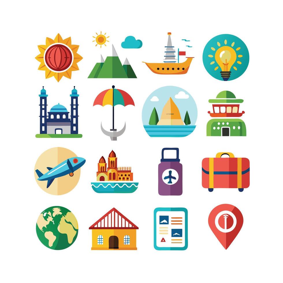 Travel Icon Set Collection for Documents, Websites and Mobile Applications vector