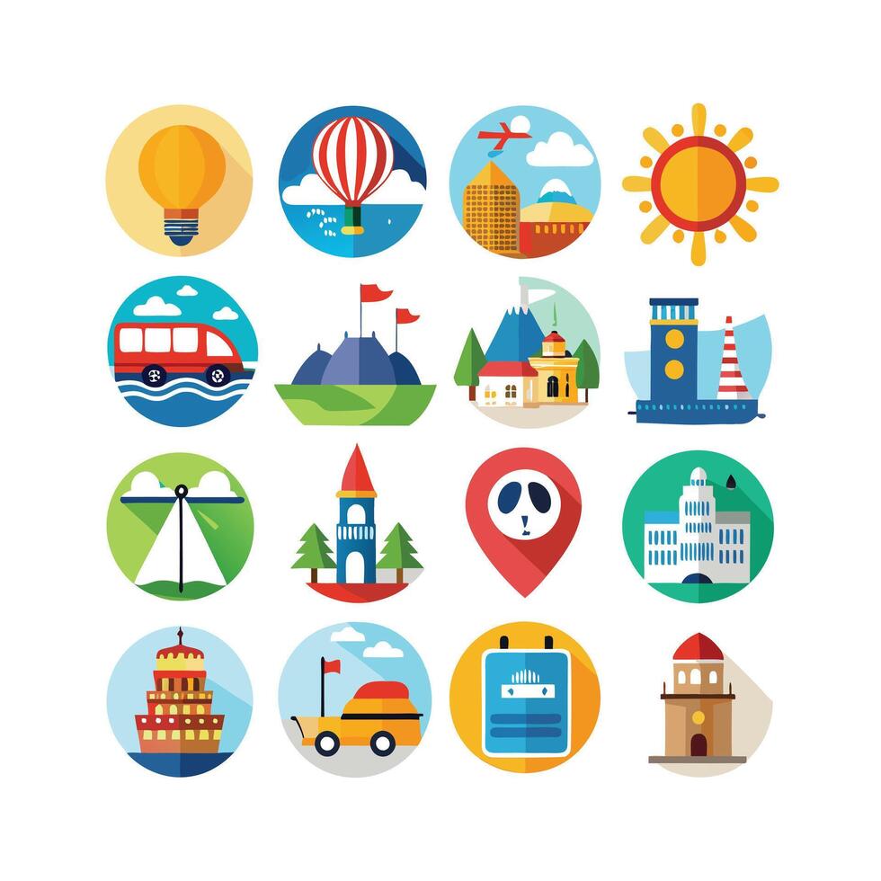 Travel Icon Set Collection for Documents, Websites and Mobile Applications vector