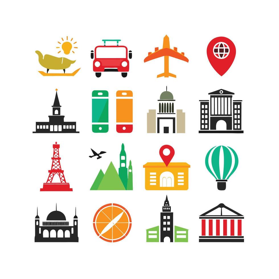 Travel Icon Set Collection for Documents, Websites and Mobile Applications vector