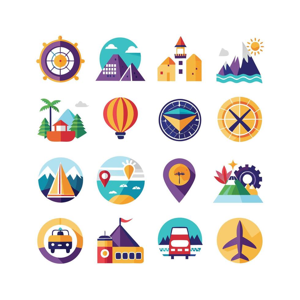 Travel Icon Set Collection for Documents, Websites and Mobile Applications vector