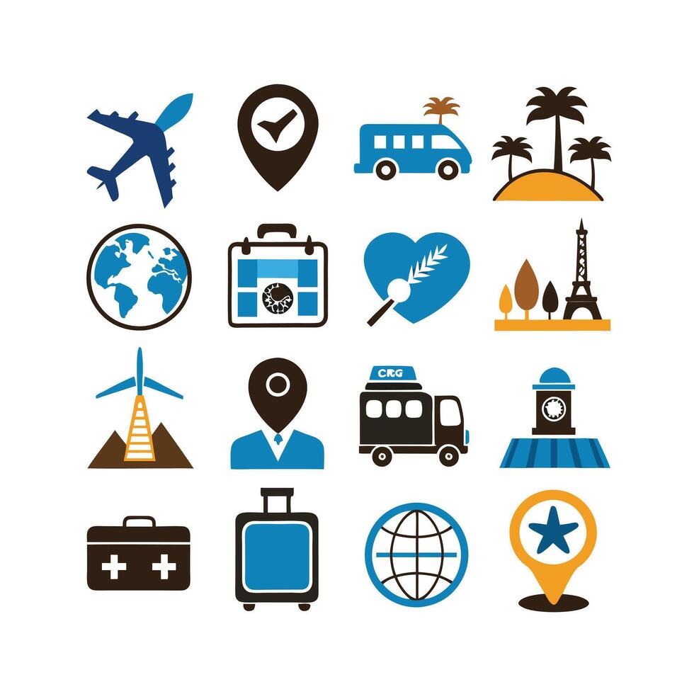Travel Icon Set Collection for Documents, Websites and Mobile Applications vector