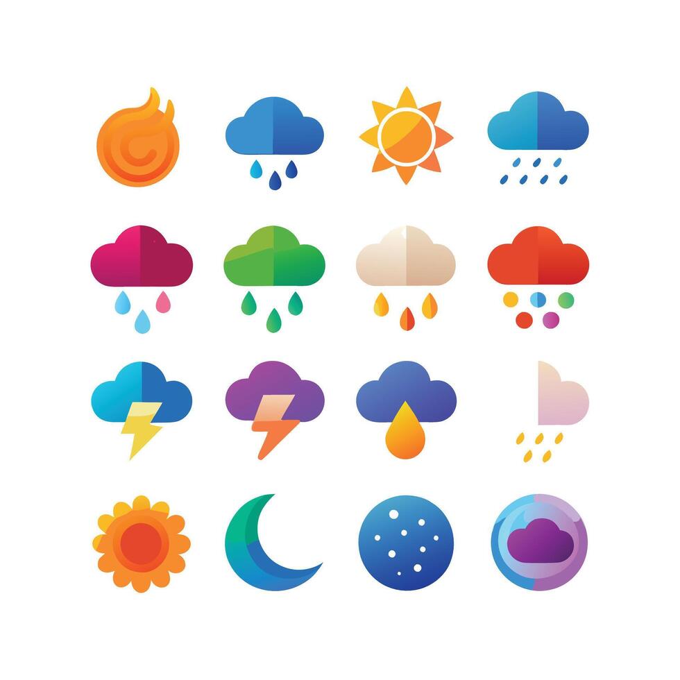 Weather Icon Set Collection for Websites and Mobile Applications vector