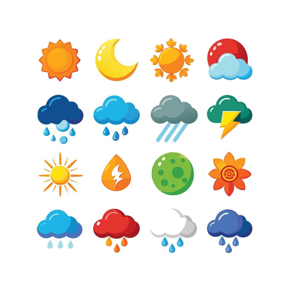 Weather Icon Set Collection for Websites and Mobile Applications vector