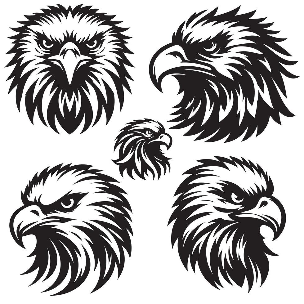 a black silhouette design of Eagle Face vector