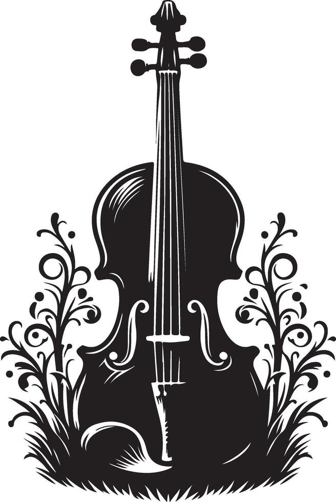 A great picture of electric Violine a black silhouette design vector