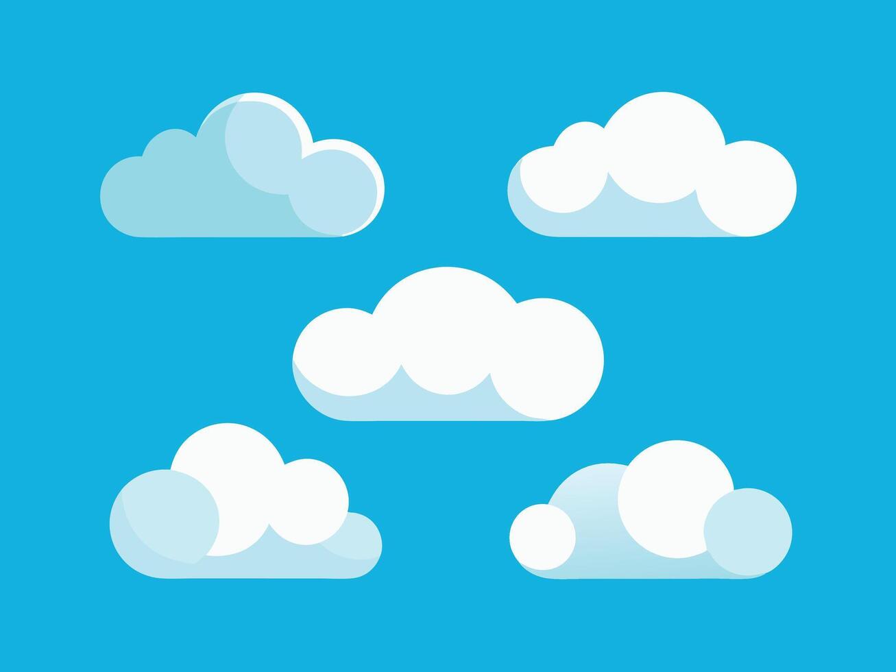 Basic cloud pack, flat cloud illustration set. vector
