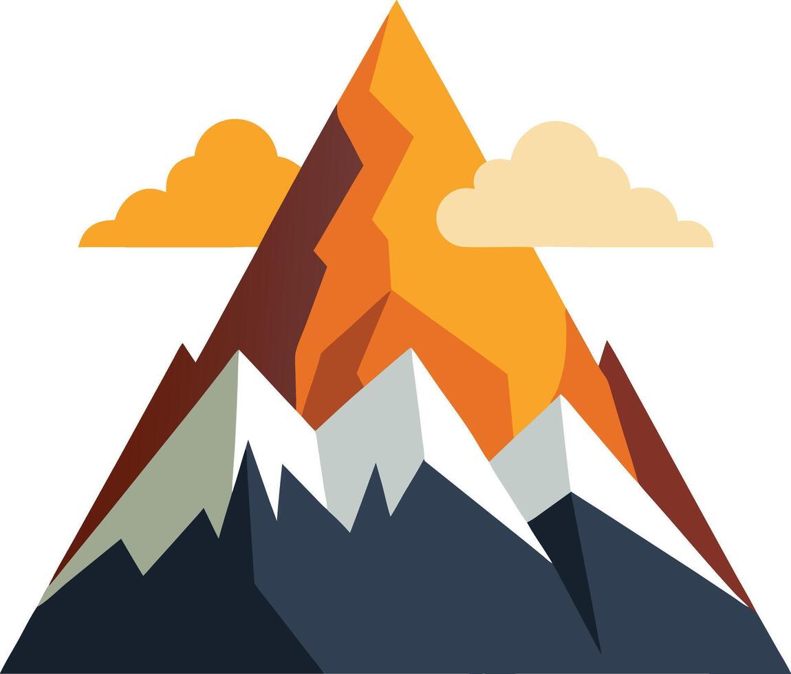 Mountain peaks illustration, mountain landscape illustration. vector