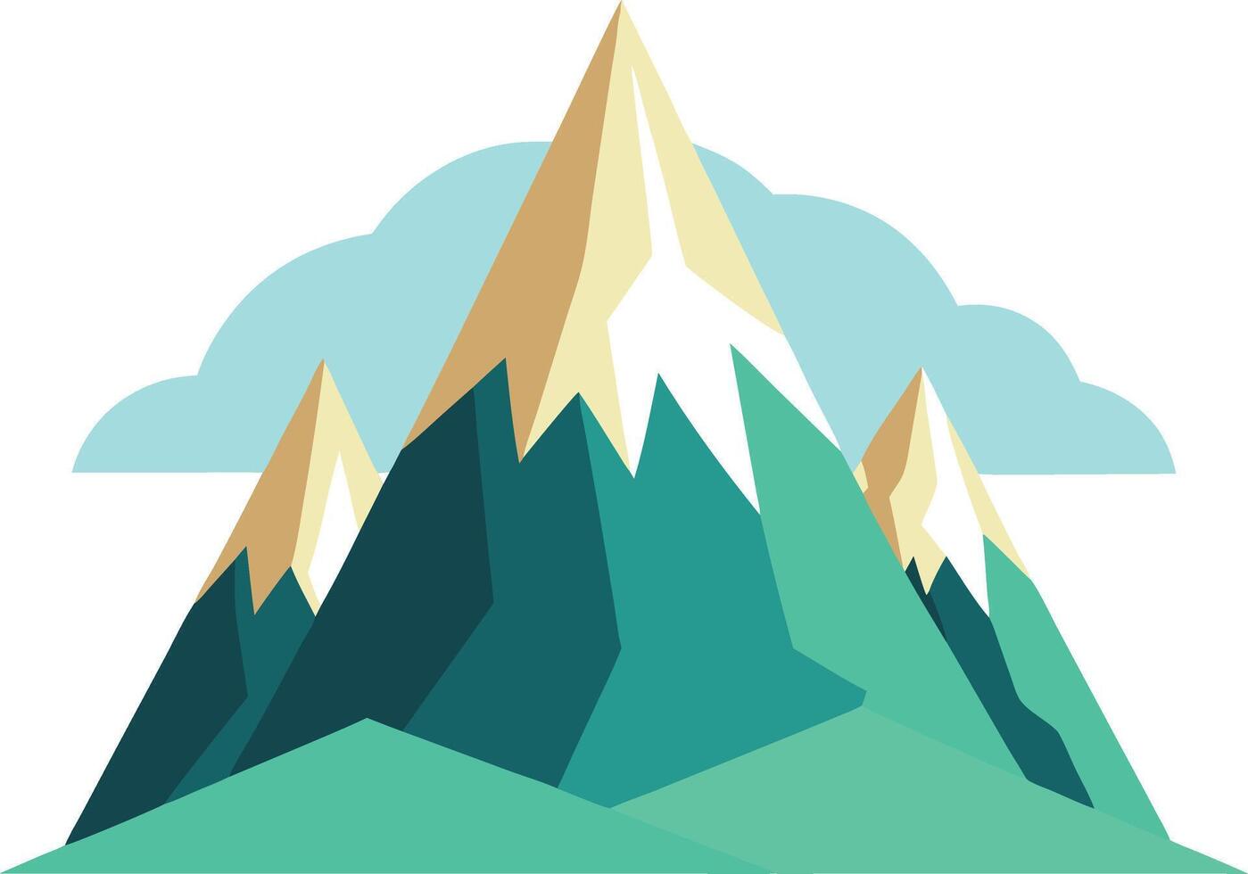 Mountain peaks illustration, mountain landscape illustration. vector