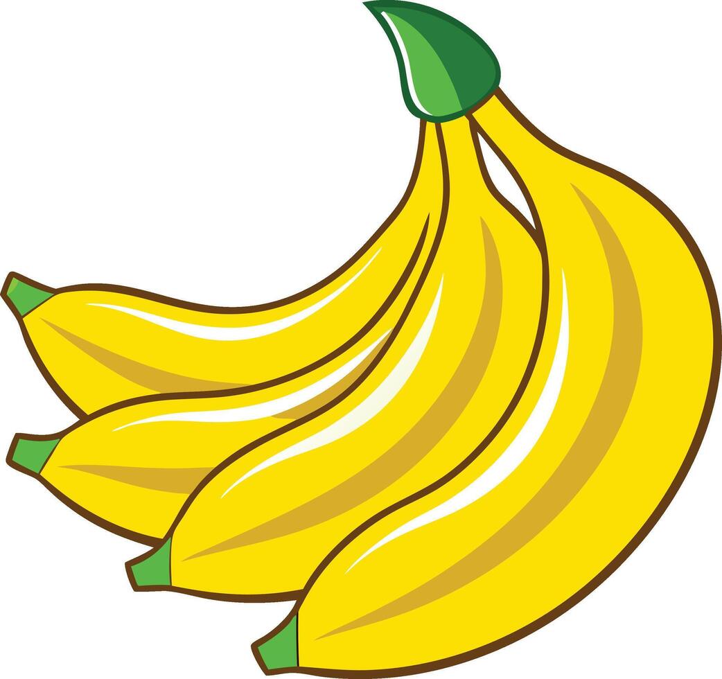 yellow ripe banana illustration, hand-drawn banana vector