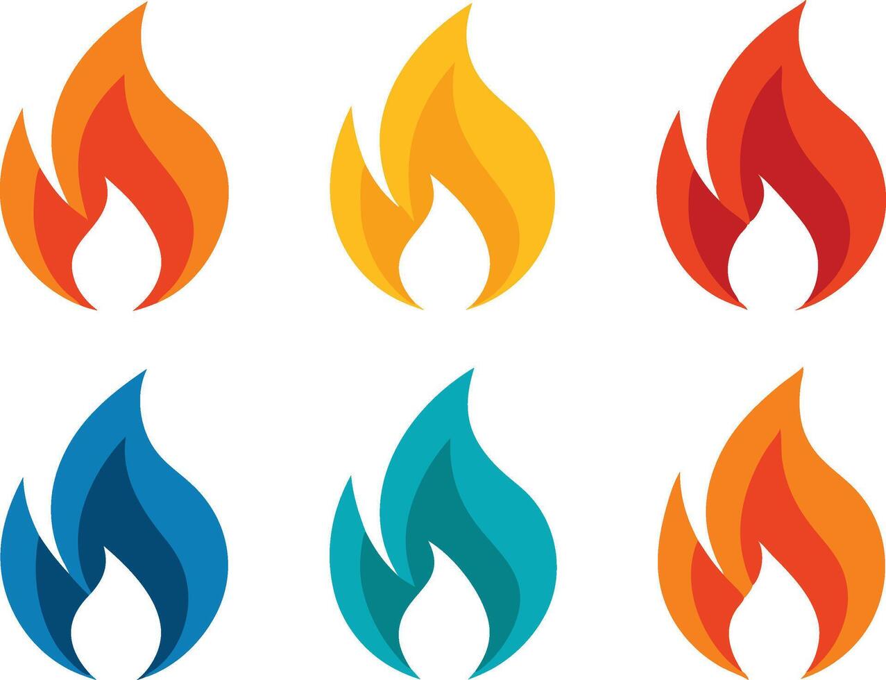 minimalistic fire icon set, flat fire icon collection. vector