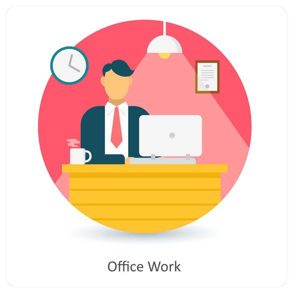office work and desk job icon concept vector