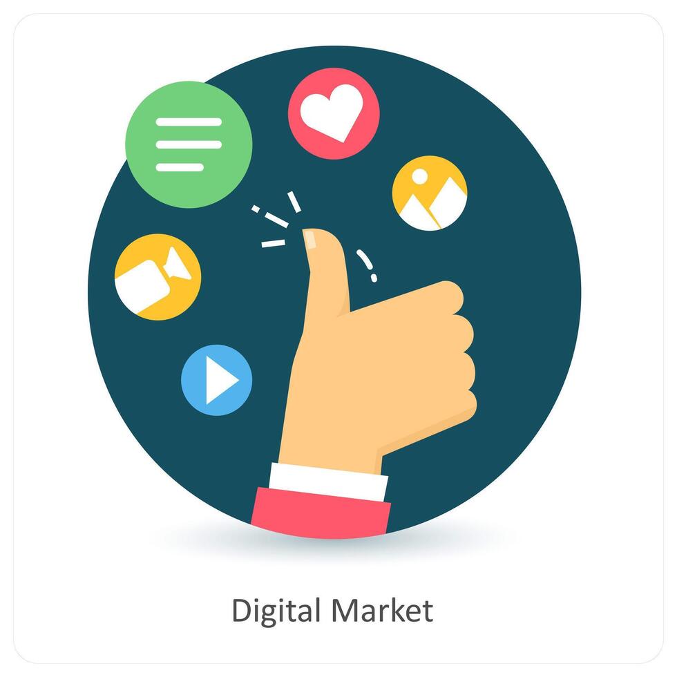Digital Market and online marketing icon concept vector