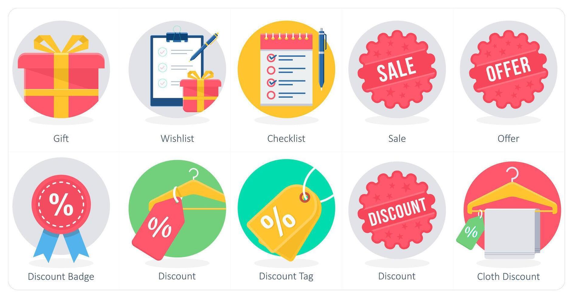 A set of 10 Shopping icons as gift, wishlist, checklist vector