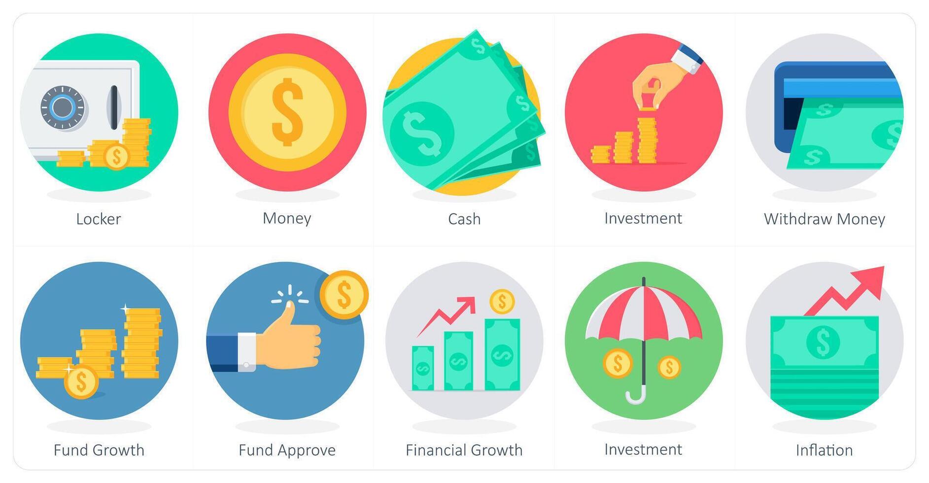 A set of 10 Shopping icons as locker, money, cash vector
