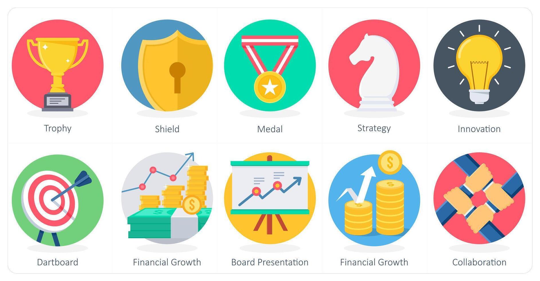 A set of 10 Business icons as trophy, shield, medal vector