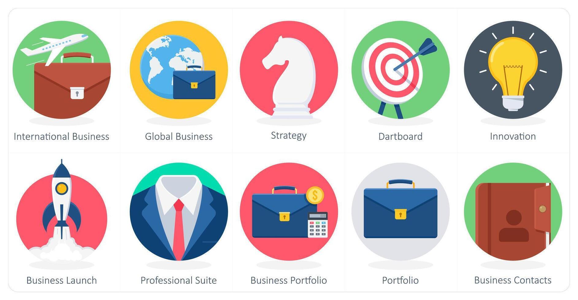 A set of 10 Business icons as international business, global business, strategy vector