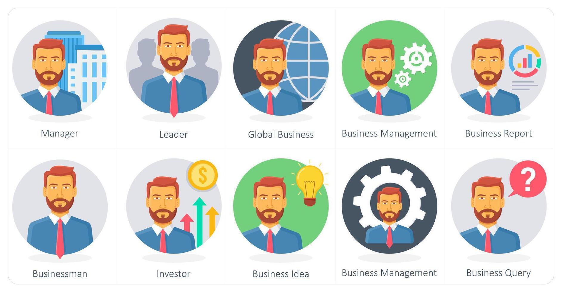 A set of 10 Business icons as manager, leader, global business vector