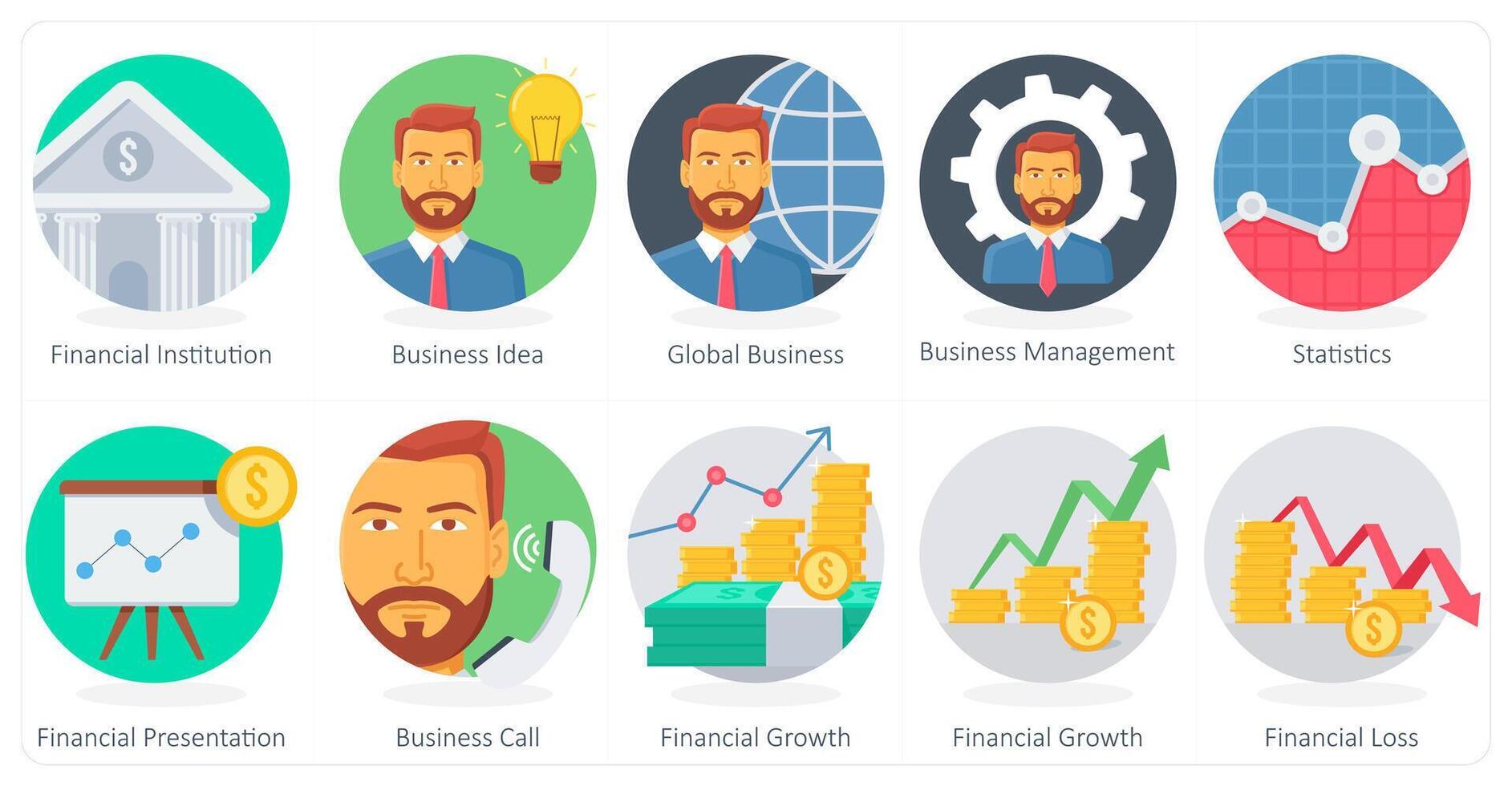 A set of 10 Business icons as financial institution, business idea, global business vector