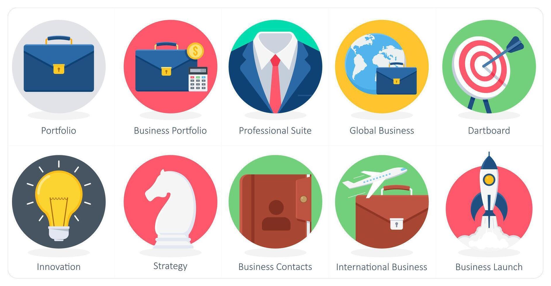 A set of 10 Business icons as portfolio, business portfolio, professional suite vector