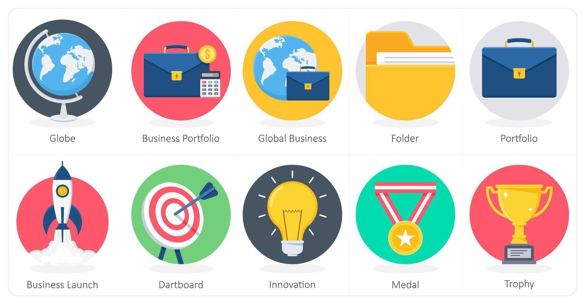 A set of 10 Business icons as globe, business portfolio, global business vector