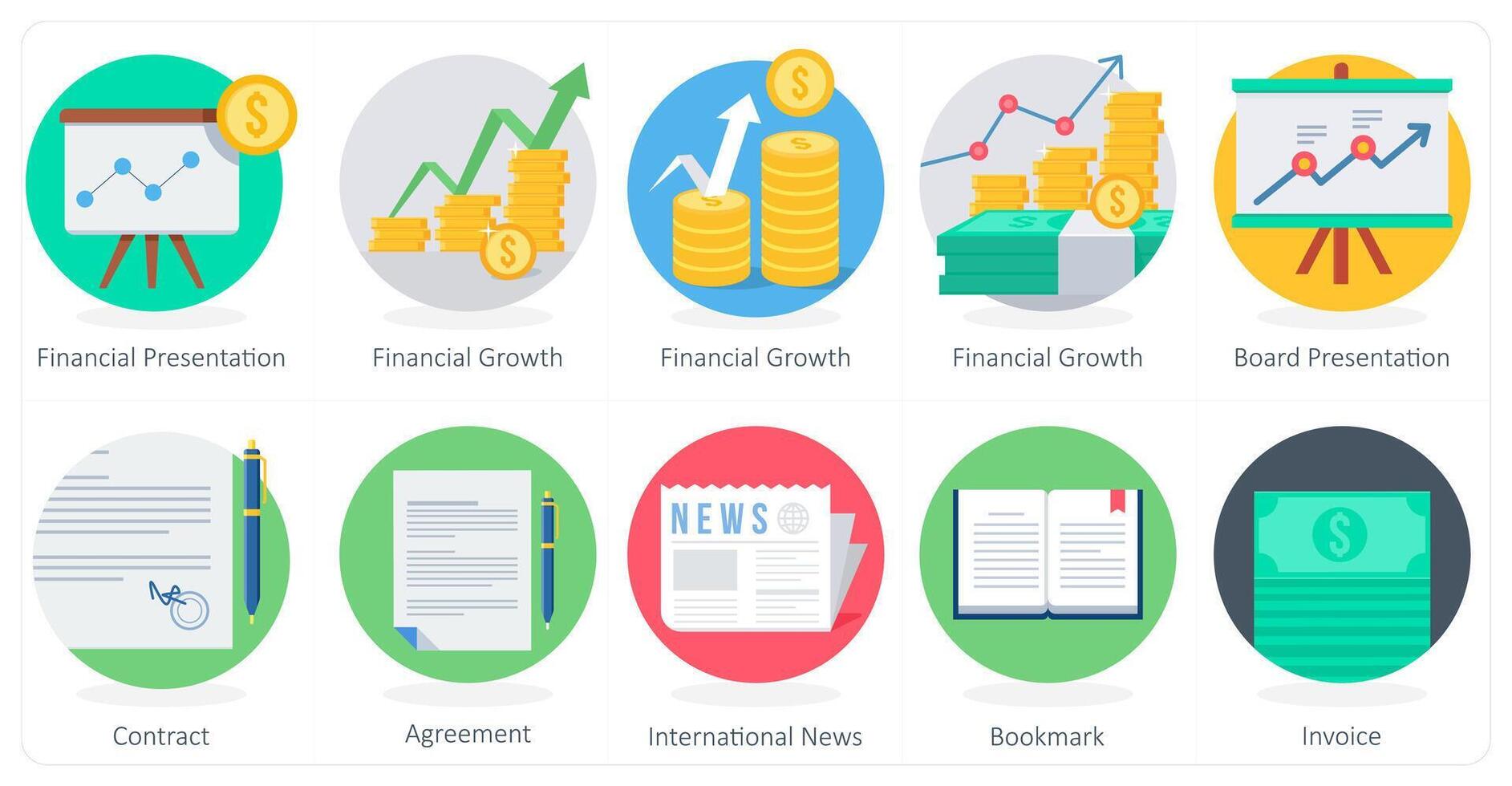 A set of 10 Business icons as financial presentation, financial growth, board presentation vector