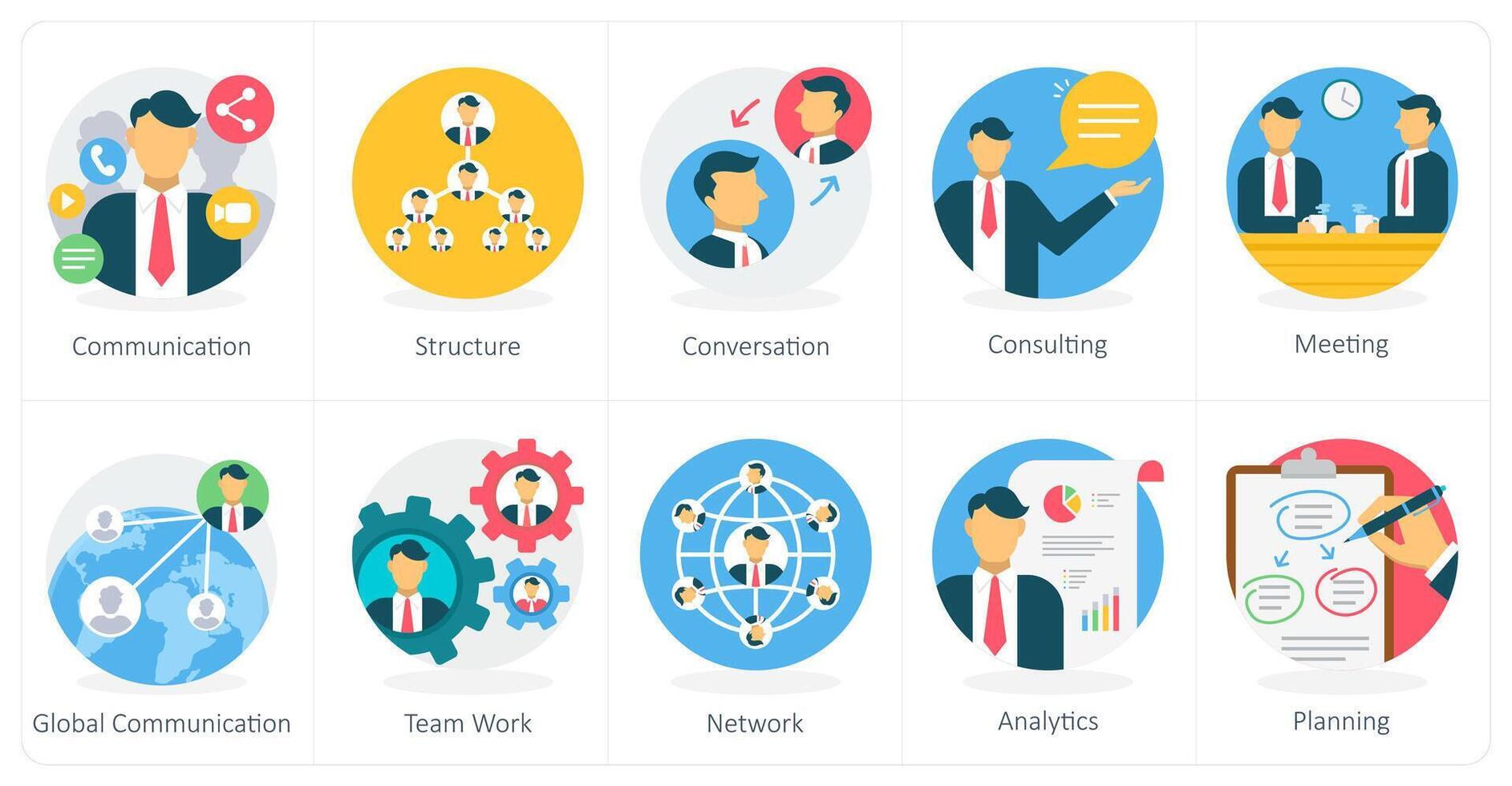 A set of 10 Business icons as international business, global business, strategy vector