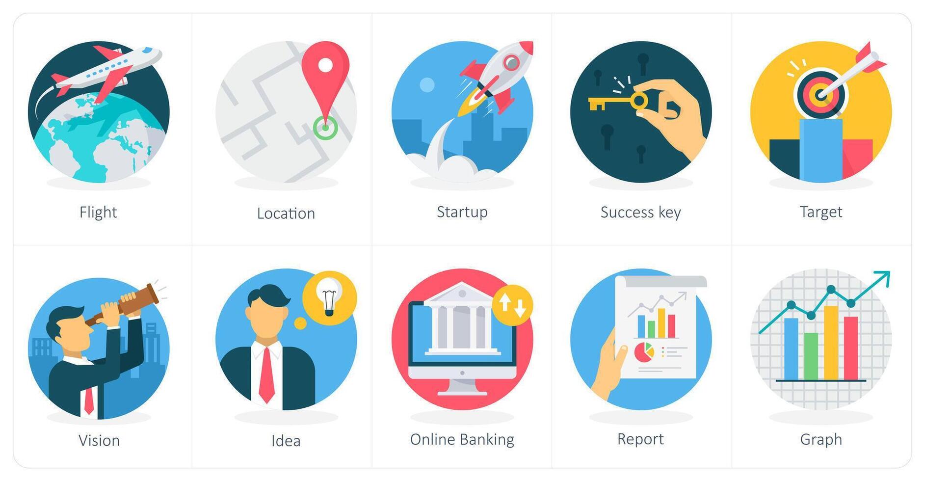 A set of 10 Business icons as globe, business portfolio, global business vector