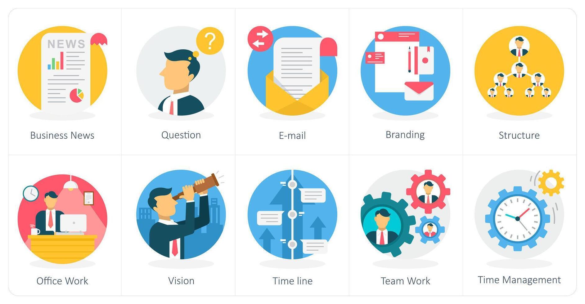 A set of 10 Business icons as business report, globe, global business vector