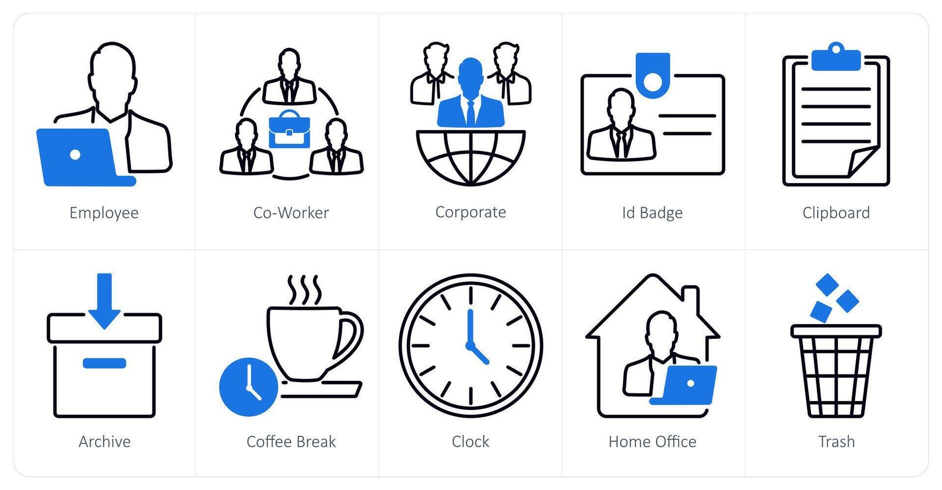 A set of 10 office icons as employee, co-worker, corporate vector