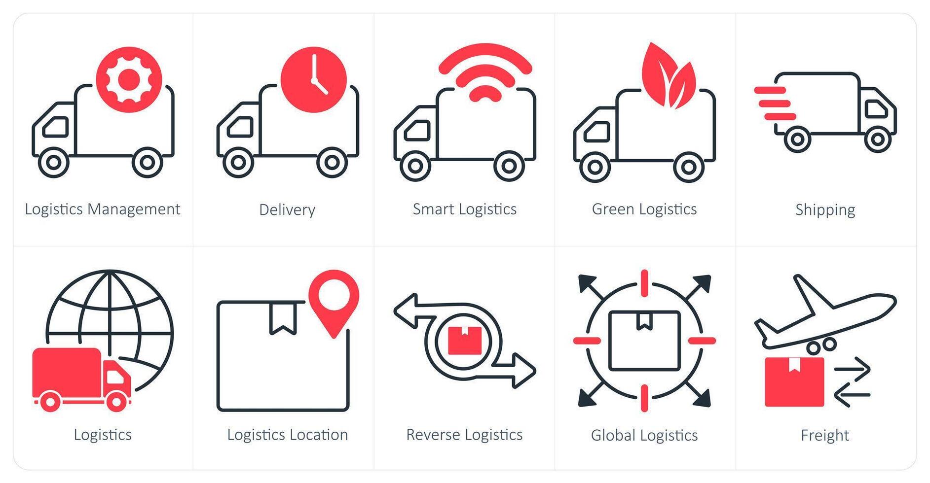 A set of 10 logistics icons as logistics management, delivery, smart logistics vector