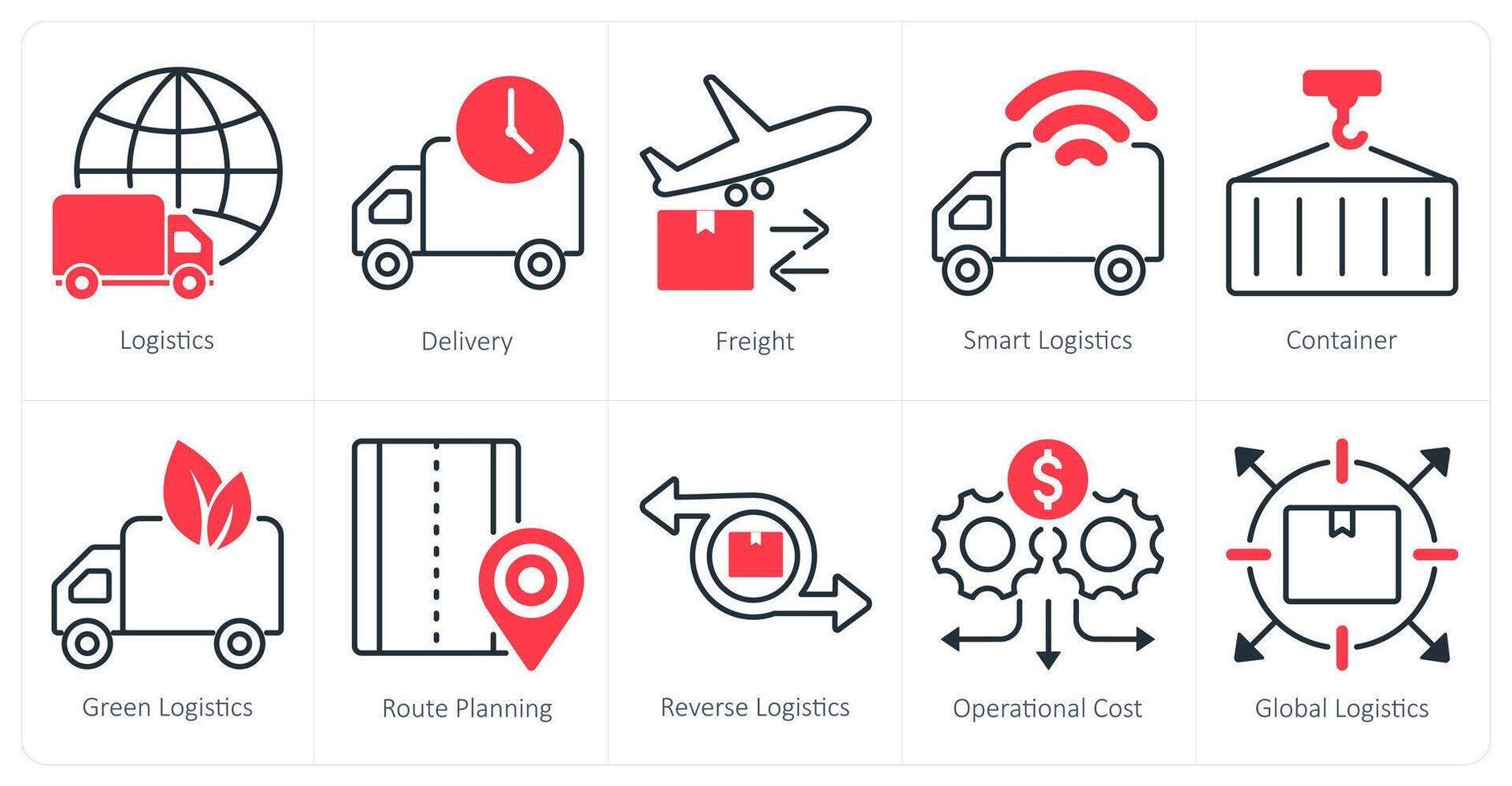 A set of 10 logistics icons as logistics, delivery, freight vector