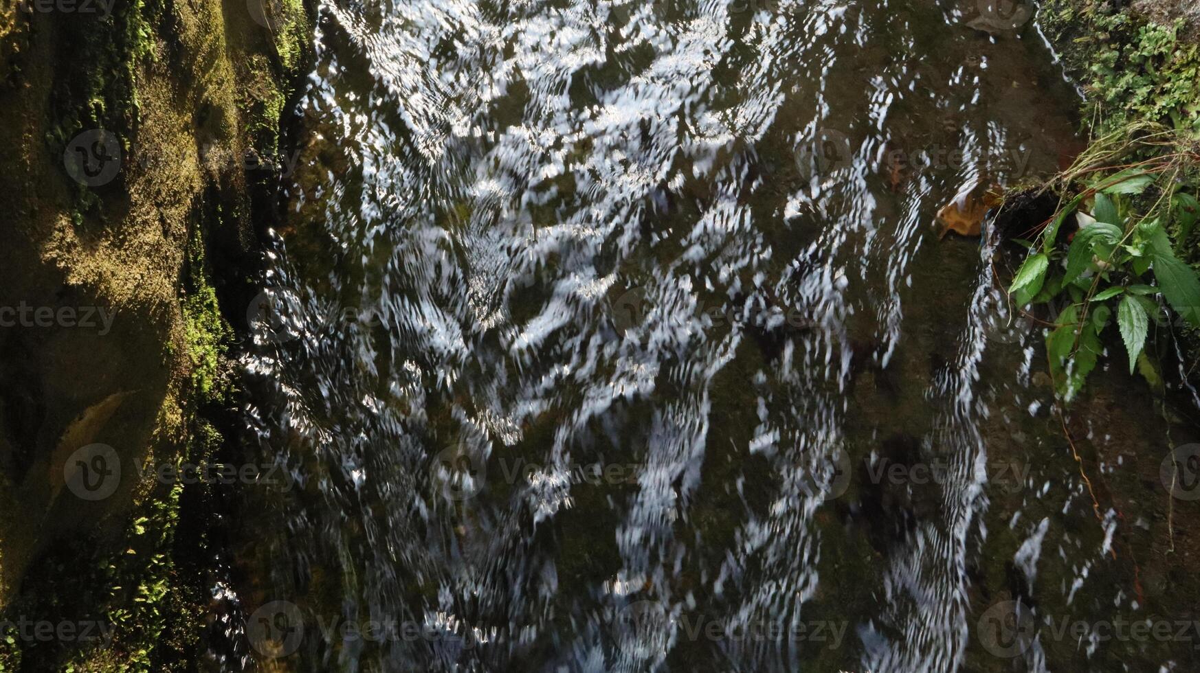 clear source water flows in the background photo